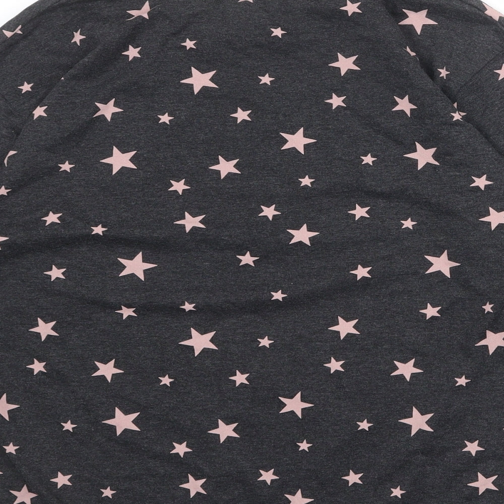 H&M Womens Grey Geometric Cotton Pullover Sweatshirt Size S Pullover - Star pattern