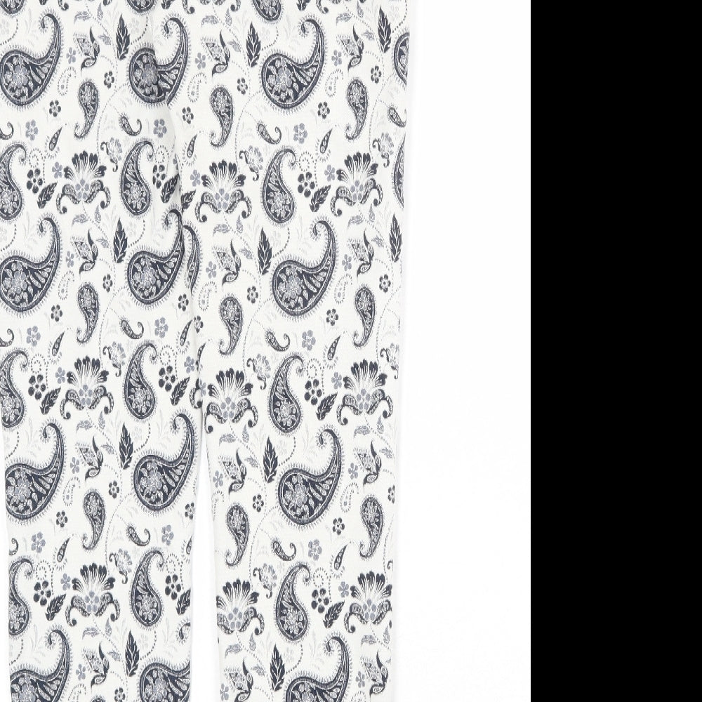 Mango Womens Ivory Paisley Polyester Trousers Size 8 Regular Zip