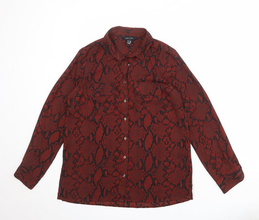 Womens UK Size 8 New Look Red Basic Button-Up