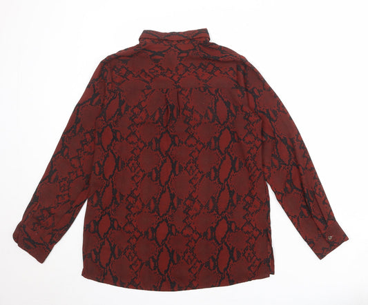 Womens UK Size 8 New Look Red Basic Button-Up