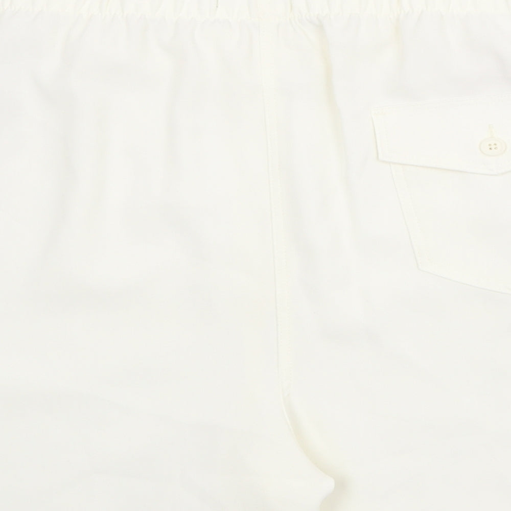 Marks and Spencer Womens Ivory Polyester Basic Shorts Size 24 Regular Pull On