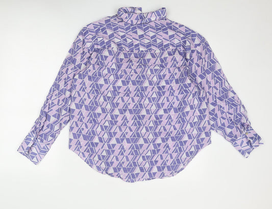 Womens UK Size S Mango Purple Basic Button-Up