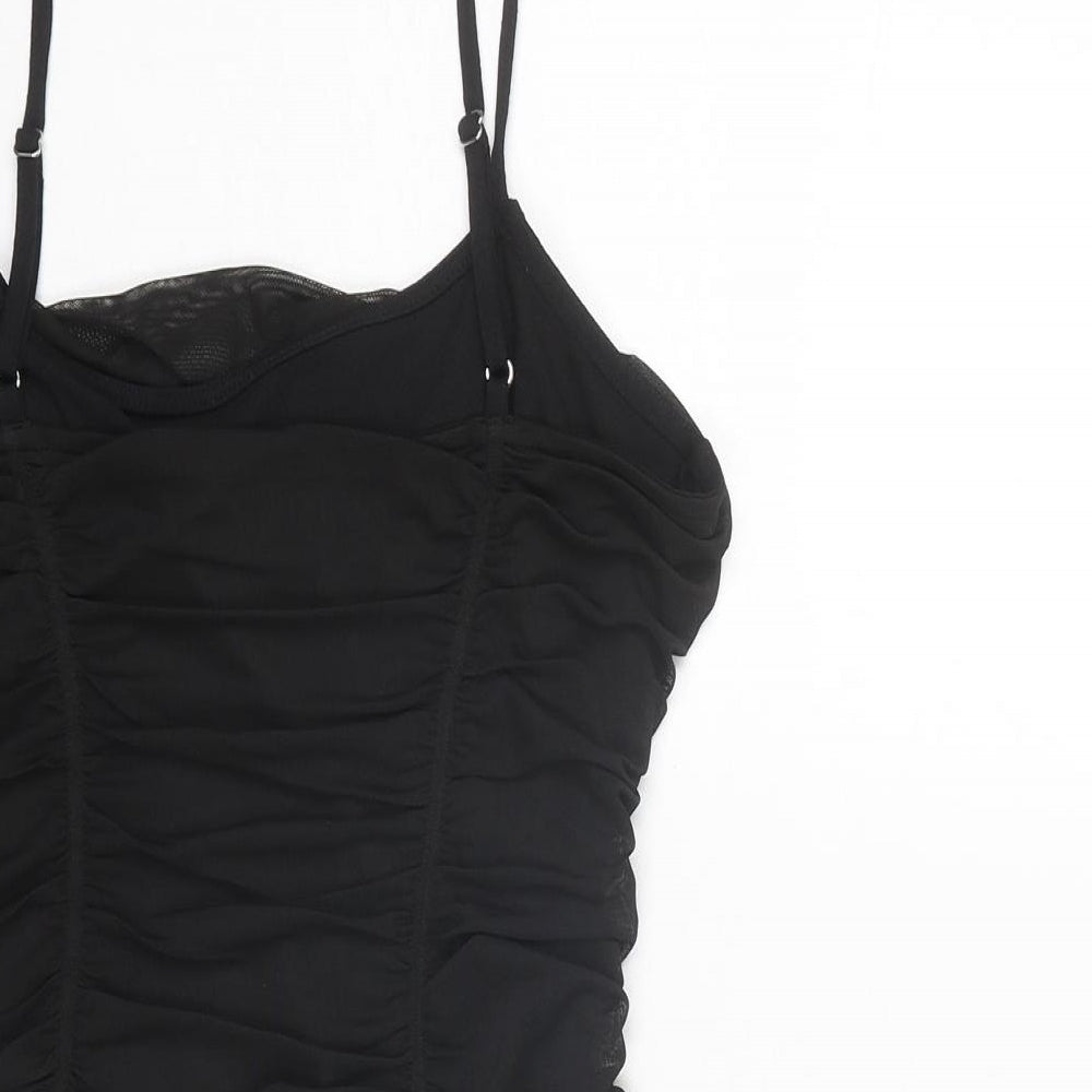 Divided by H&M Womens Black Polyester Bodysuit One-Piece Size L Snap