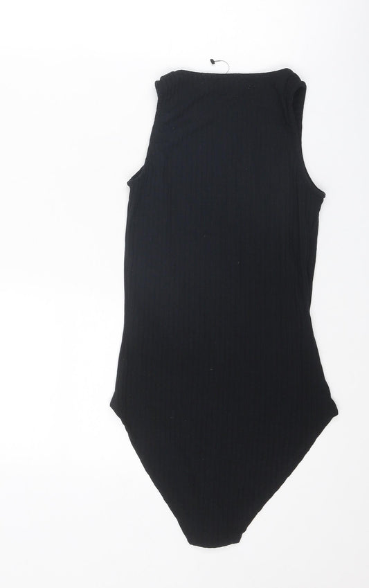 Nasty Gal Womens Black Polyester Bodysuit One-Piece Size 6 Snap