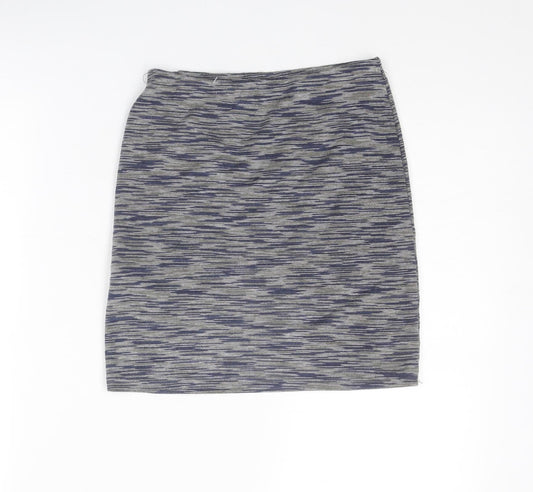 New Look Womens Grey Geometric Polyester A-Line Skirt Size 6