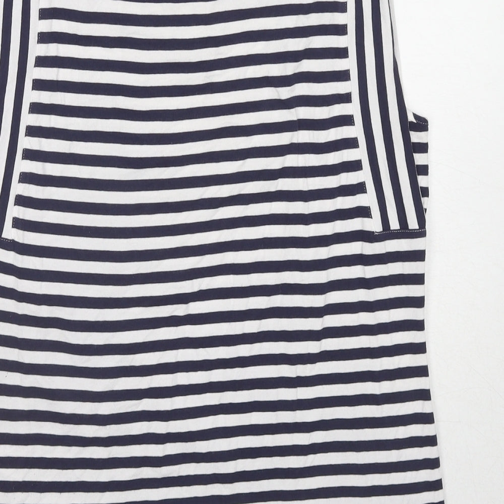 Maria Bellentani Womens Blue Geometric Viscose Basic Tank Size 14 Round Neck