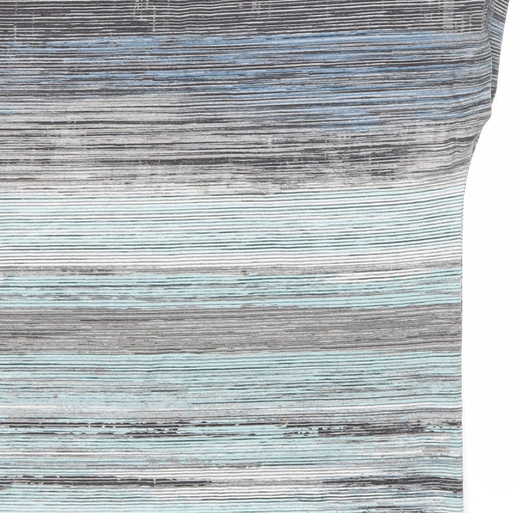 fransa Womens Multicoloured Geometric Polyester Basic T-Shirt Size S V-Neck