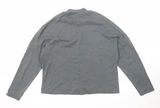 Mango Womens Grey Polyester Basic T-Shirt Size XS Mock Neck