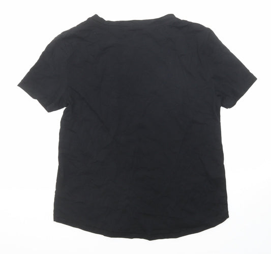 Womens UK Size S Mango Black Basic T-Shirt