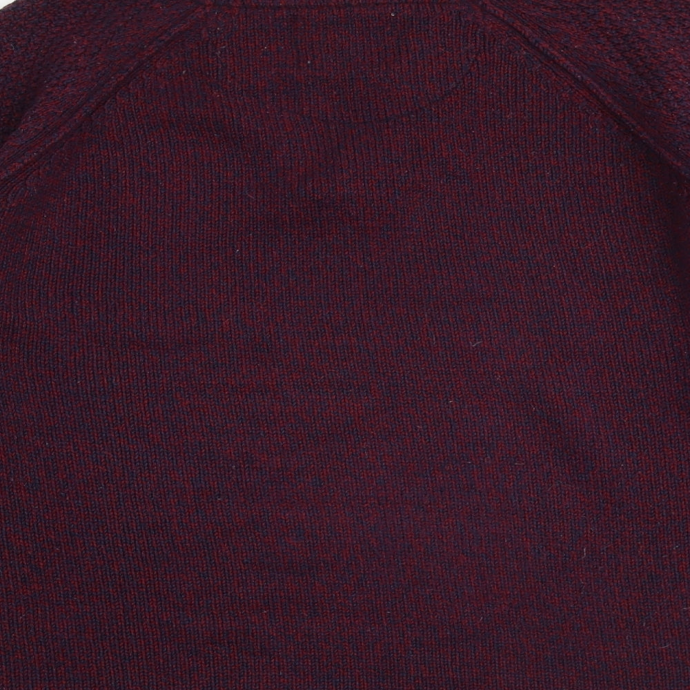 Burton Mens Purple V-Neck Acrylic Henley Jumper Size M Long Sleeve