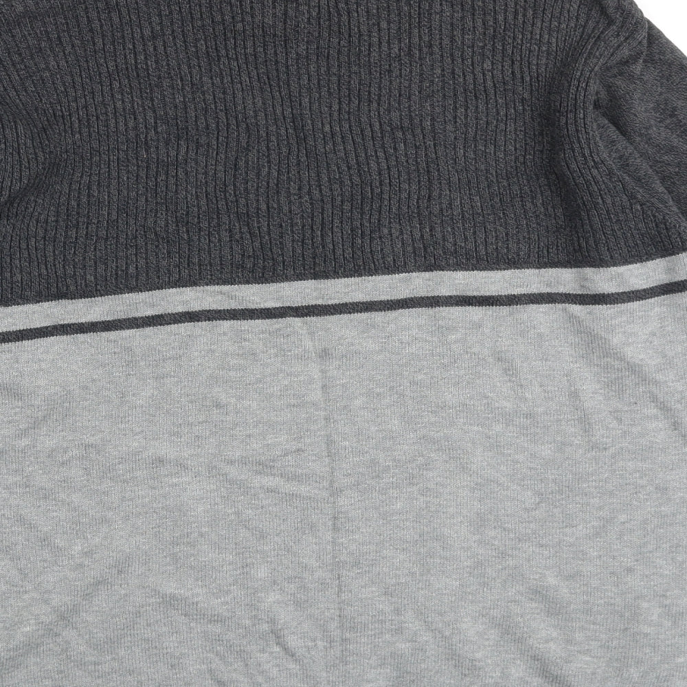 Canada Mens Grey Mock Neck Cotton Pullover Jumper Size M Long Sleeve