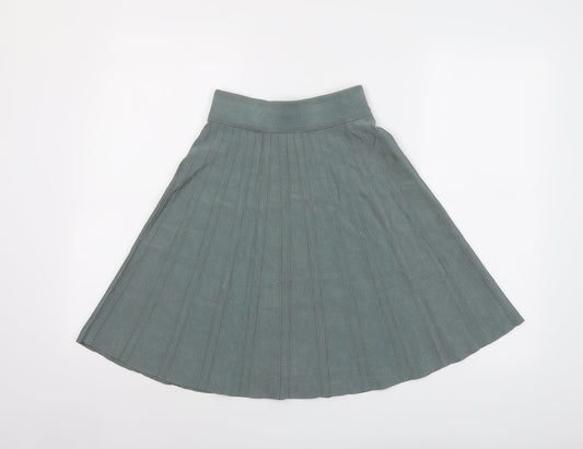 H&M Womens Green Viscose Pleated Skirt Size XS