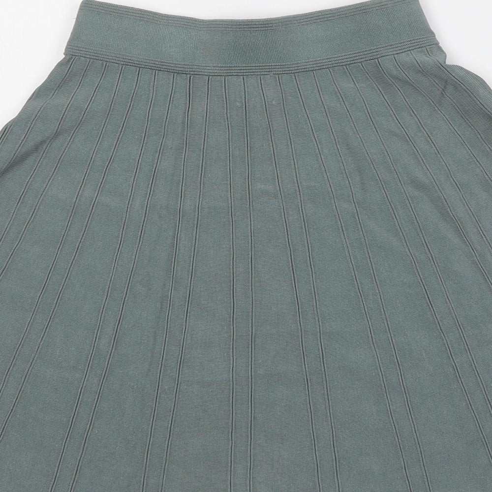 H&M Womens Green Viscose Pleated Skirt Size XS