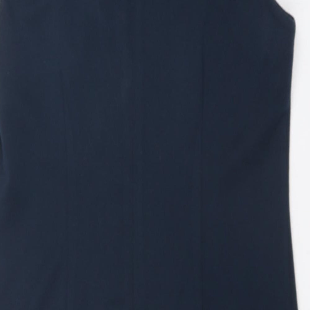 Simon Jefferey Womens Blue Geometric Polyester Shift Size 14 Square Neck Zip