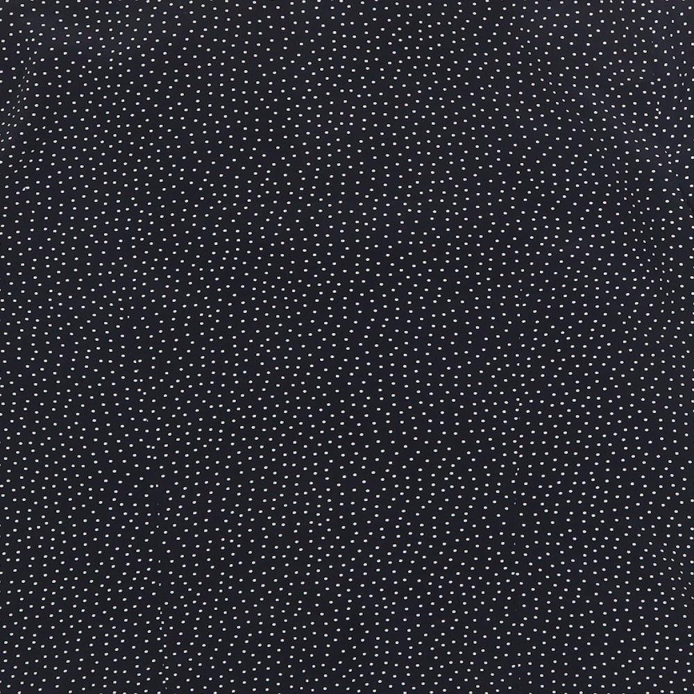 Berkertex Womens Blue Polka Dot Polyester Basic Button-Up Size 16 V-Neck