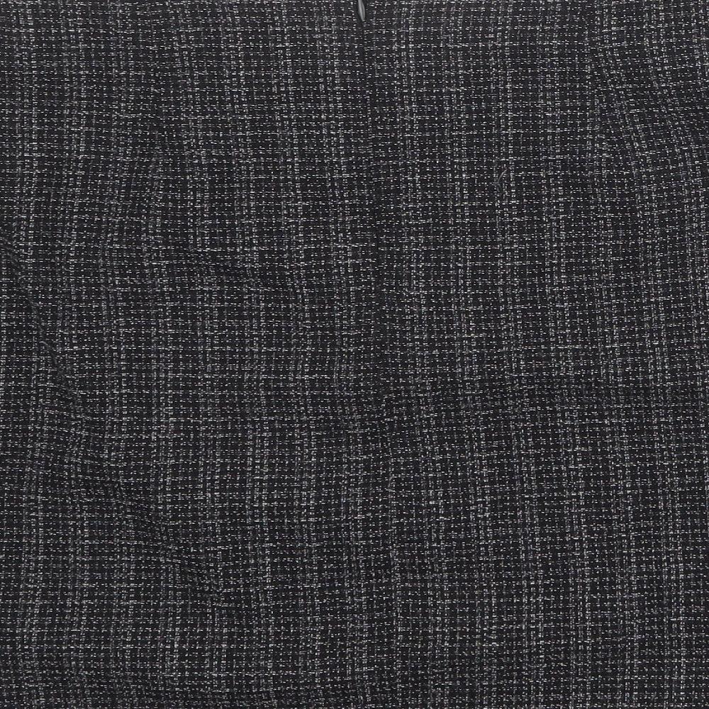 BHS Womens Black Geometric Polyester A-Line Skirt Size 14 Zip