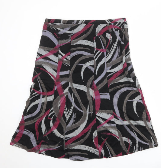 Additional front view of Oscar B women’s multicoloured geometric polyester swing skirt, size UK 16