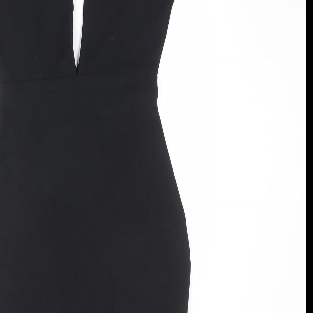 Missguided Womens Black Polyester Mini Size 6 Halter Button