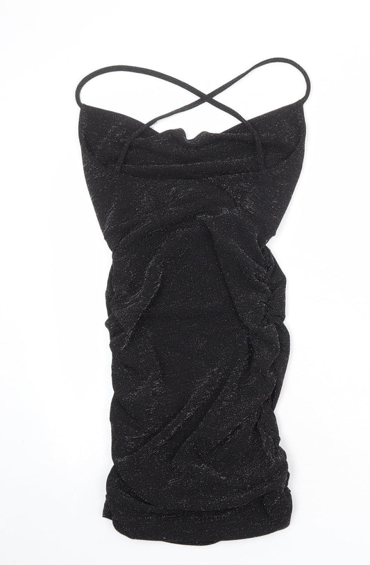 Boohoo Womens Black Polyester Bodycon Size 6 V-Neck Pullover