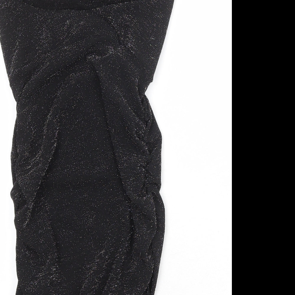 Boohoo Womens Black Polyester Bodycon Size 6 V-Neck Pullover