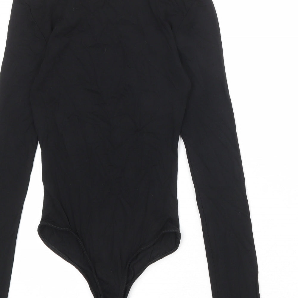 Pink Vanilla Womens Black Viscose Bodysuit One-Piece Size 6 Snap - Spider Web Halloween