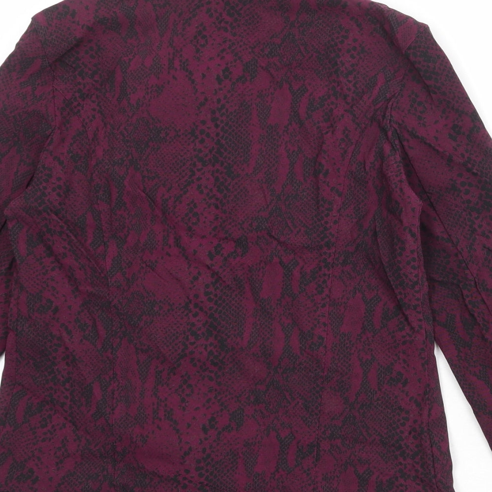 Mr Max Womens Purple Animal Print Biker Jacket Size XS Zip - Snake Print