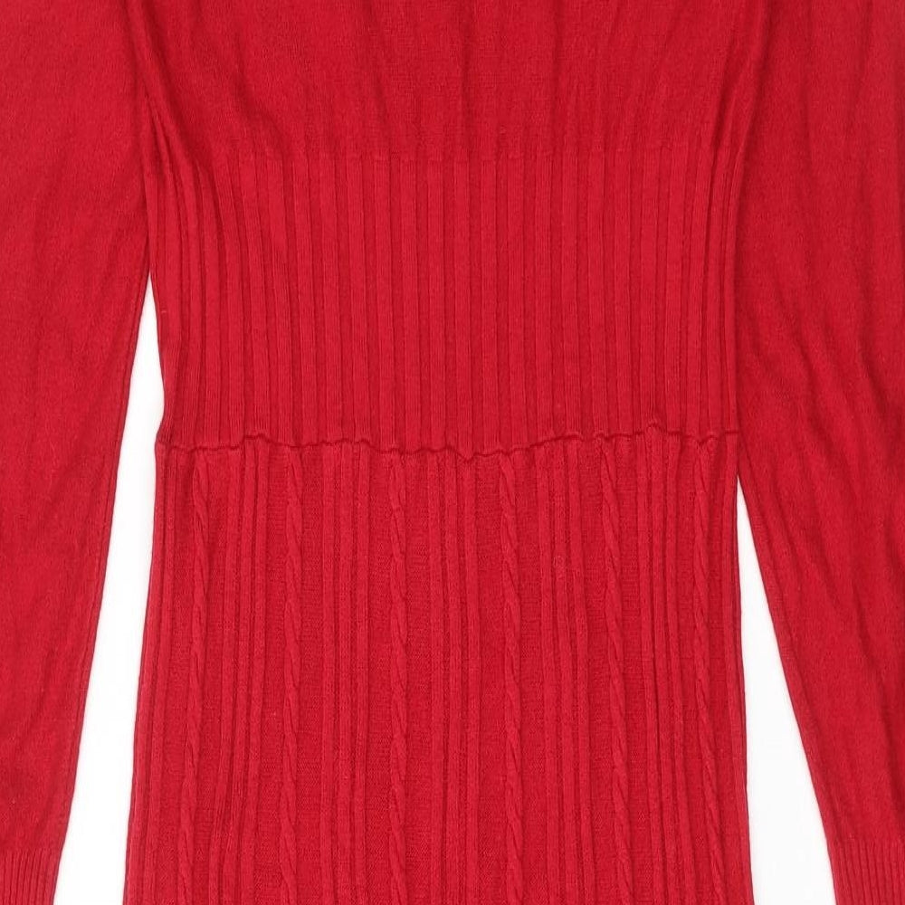 Per Una Womens Red Viscose A-Line Size 12 Round Neck Pullover