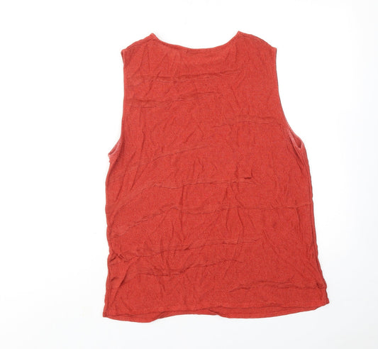 Platinum Womens Red Viscose Basic Tank Size L Boat Neck