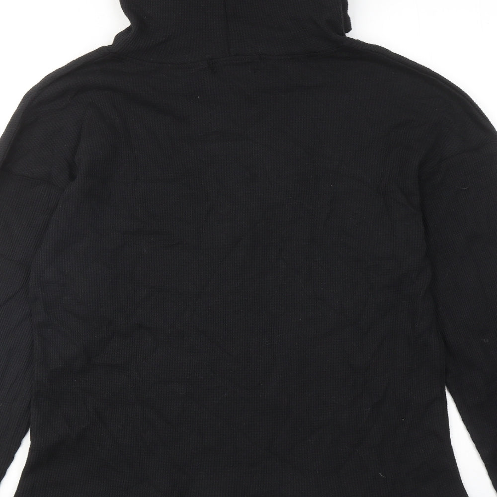 Brand and care label for Missguided women’s black cotton pullover hoodie, size UK 10, pullover