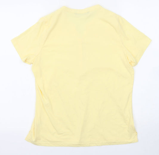 Bonmarché Womens Yellow Cotton Basic T-Shirt Size 14 V-Neck