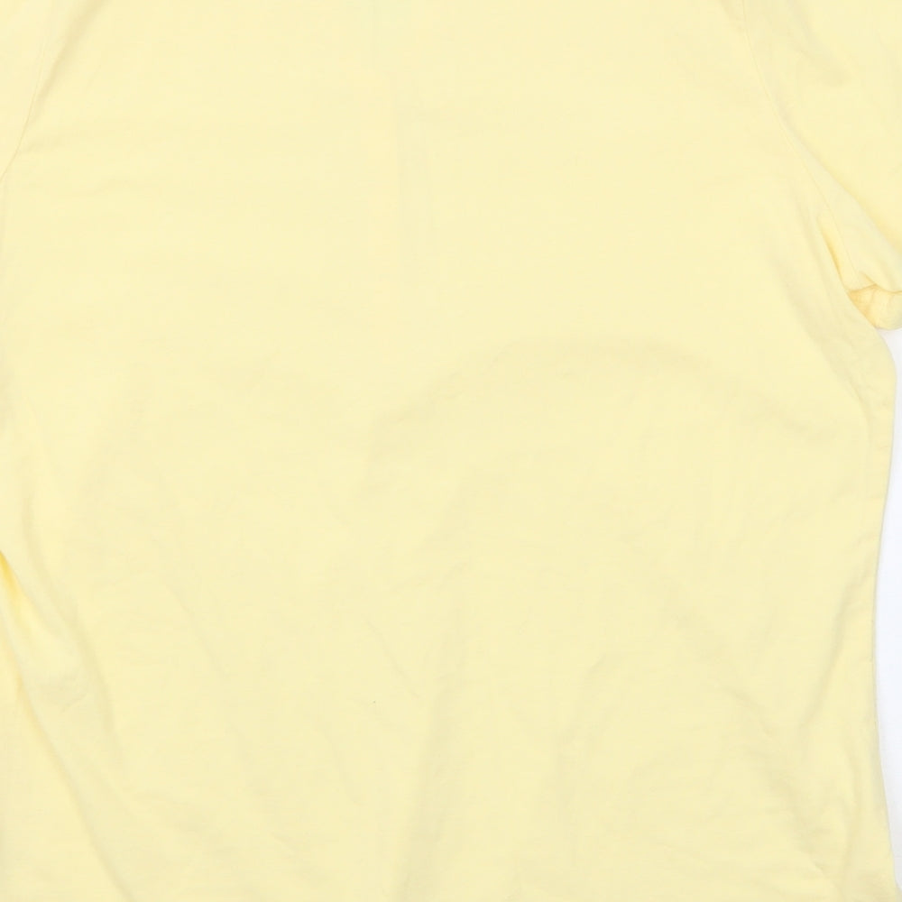 Bonmarché Womens Yellow Cotton Basic T-Shirt Size 14 V-Neck