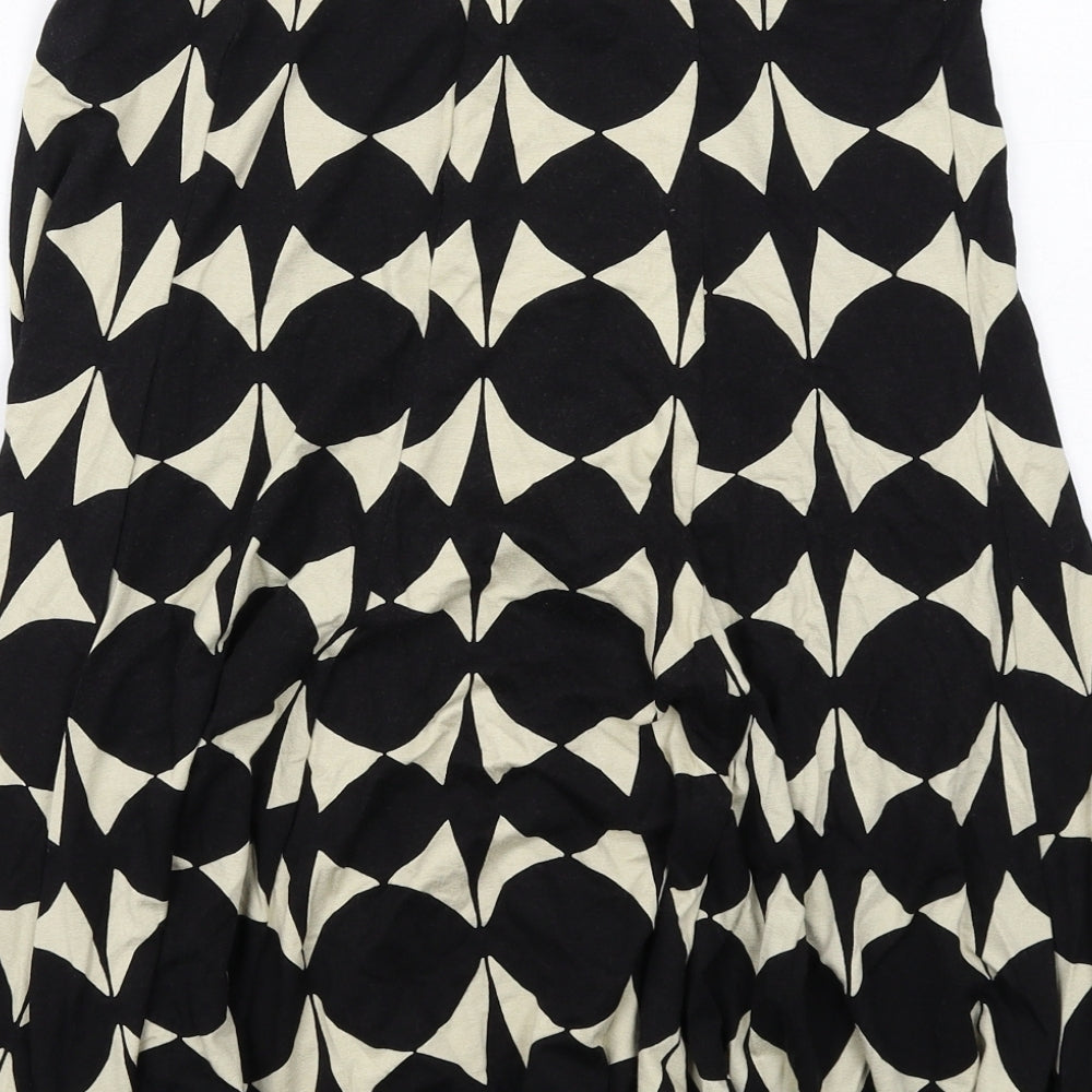 Marks and Spencer Womens Black Geometric Viscose Swing Skirt Size 12