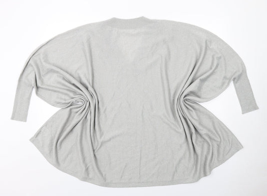 Kaleidoscope Womens Grey V-Neck Acrylic Pullover Jumper Size M - Size M-L