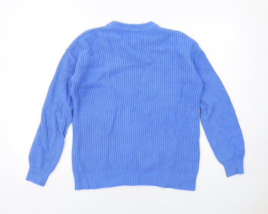 John Lewis Womens Blue Round Neck Nylon Pullover Jumper Size 8