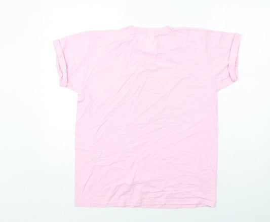 Boohoo Womens Pink Cotton Basic T-Shirt Size M Round Neck - Xoxo