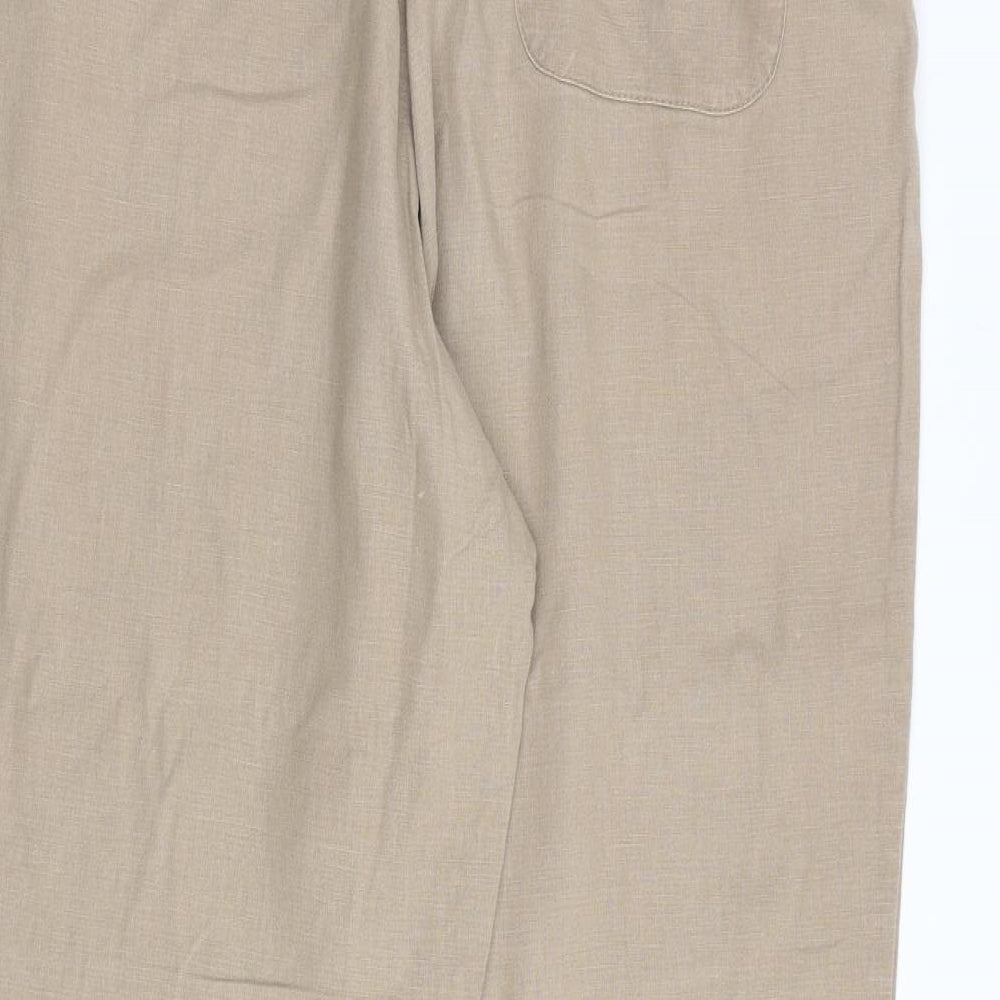 Hawkshead Womens Brown Linen Trousers Size 14 Regular Zip