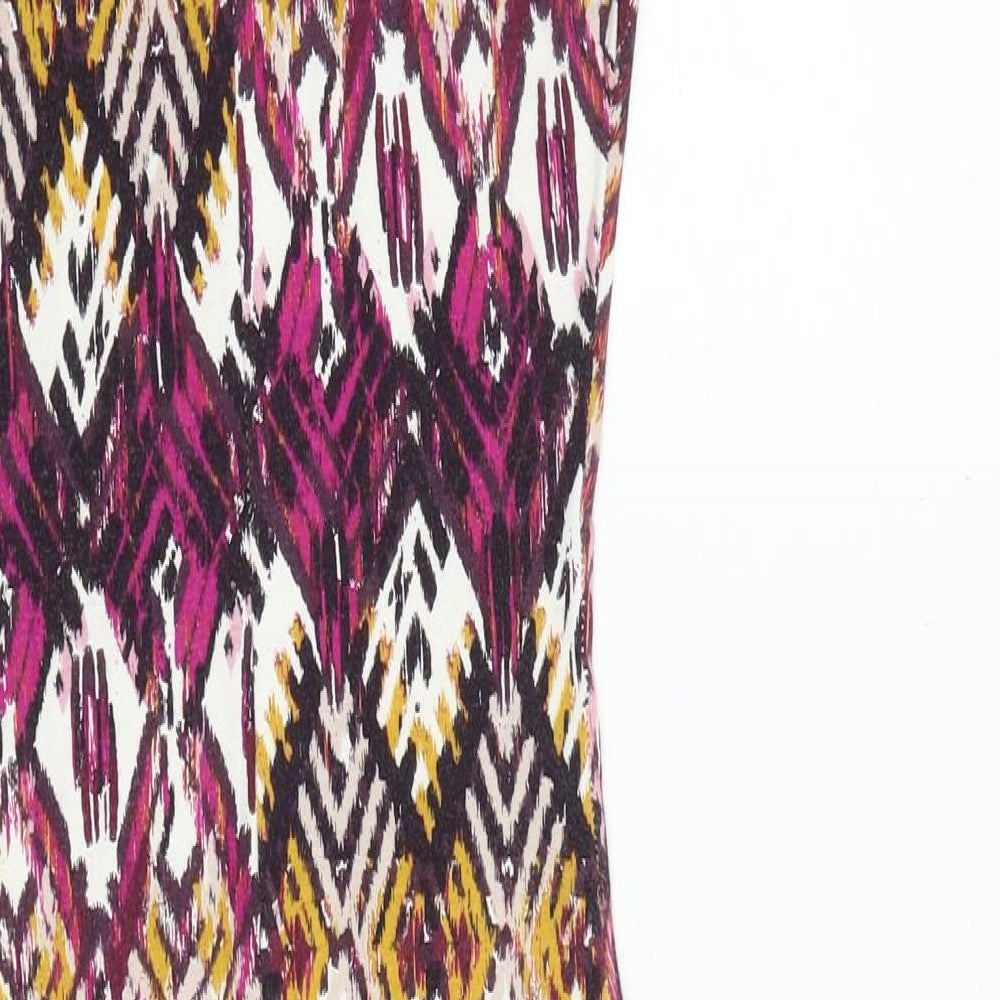 New Look Womens Multicoloured Geometric Polyester Bodycon Size 6 Round Neck Pullover