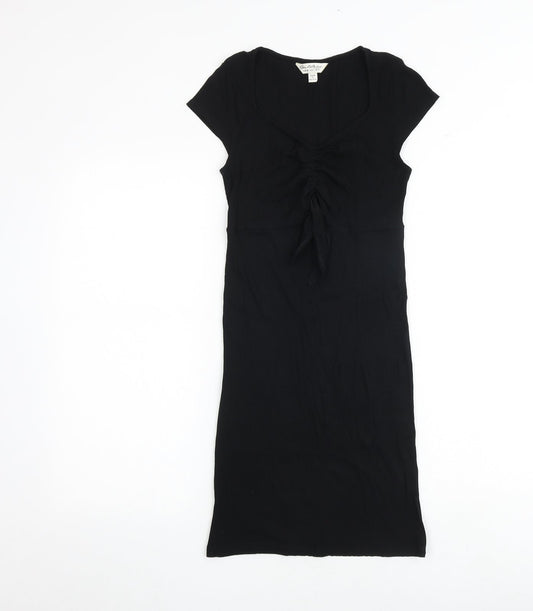 Additional front view of Miss Selfridge women’s black polyester a-line, size UK 10, v-neck pullover