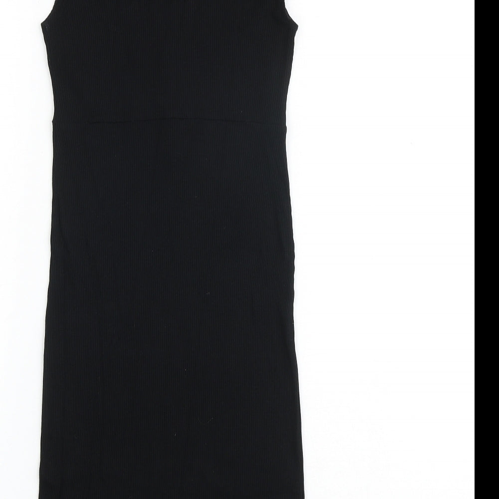 Miss Selfridge Womens Black Polyester A-Line Size 10 V-Neck Pullover