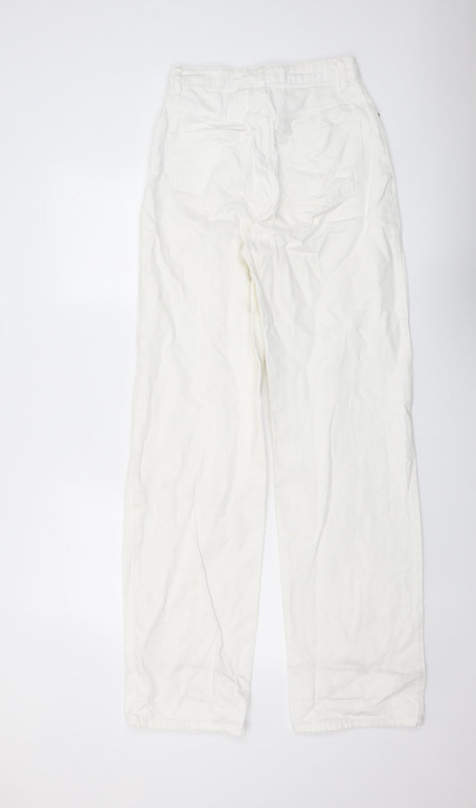 Topshop Womens Ivory Cotton Straight Jeans Size 26 in L33 in Regular Button