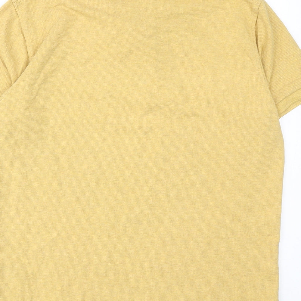 Uniqlo Mens Yellow Cotton Polo Size S Collared Button