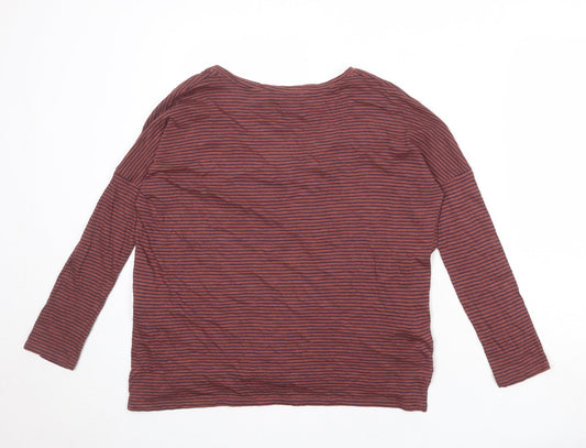 Zara Womens Pink Striped 100% Cotton Basic Blouse Size S V-Neck