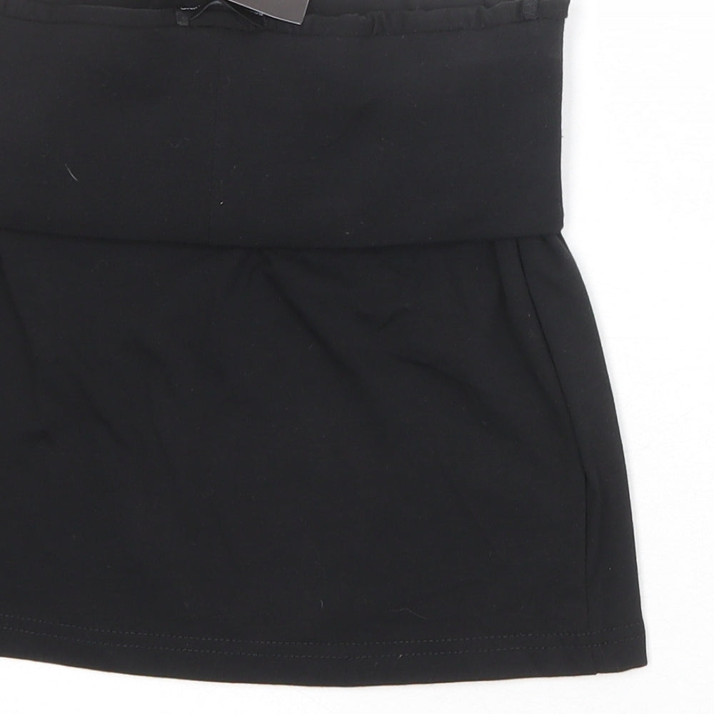 PRETTYLITTLETHING Womens Black Polyester Mini Skirt Size 8