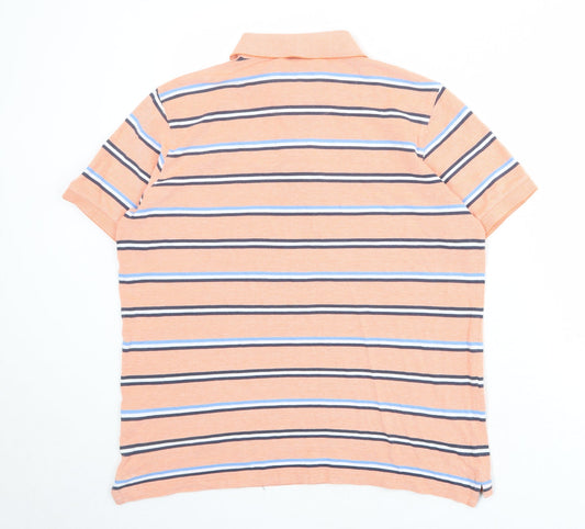 Brook Taverner Mens Pink Striped 100% Cotton Polo Size M Collared Button