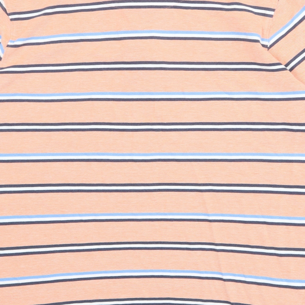 Brook Taverner Mens Pink Striped 100% Cotton Polo Size M Collared Button