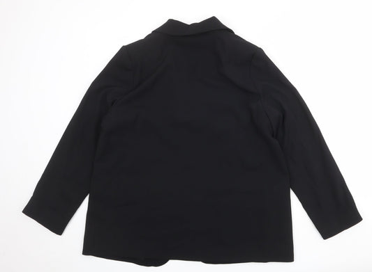Marks and Spencer Womens Black Herringbone Polyester Jacket Blazer Size 14