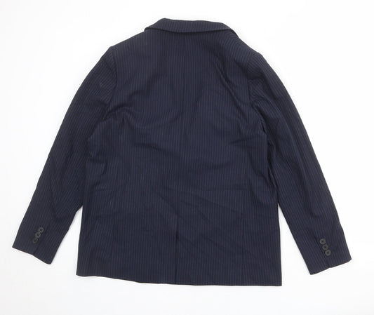 Marks and Spencer Womens Blue Pinstripe Polyester Jacket Suit Jacket Size 14