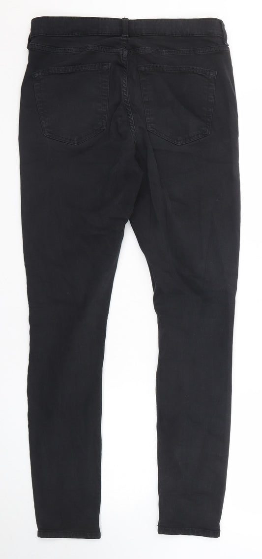 Topshop Womens Black Cotton Skinny Jeans Size 30 in L34 in Regular Zip