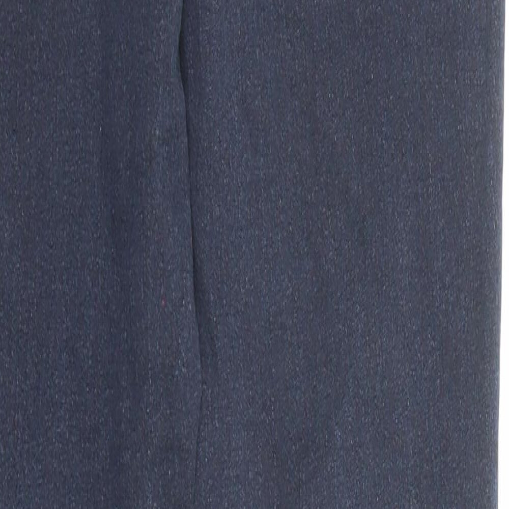 Brand and care label for ASOS women’s blue cotton skinny jeans, size UK 26, in, 36-inch leg regular zip
