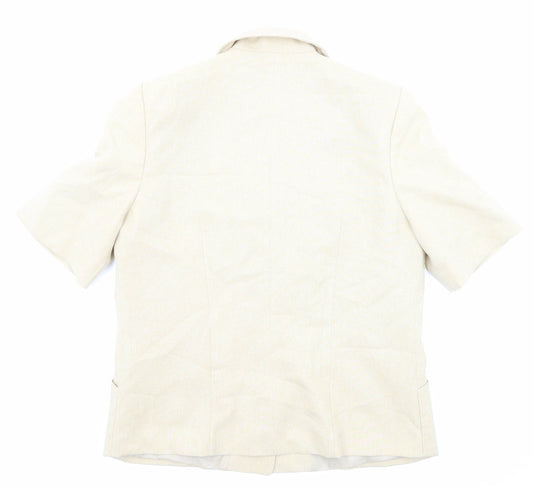 Classics Womens Beige Polyester Jacket Blazer Size 12 Button